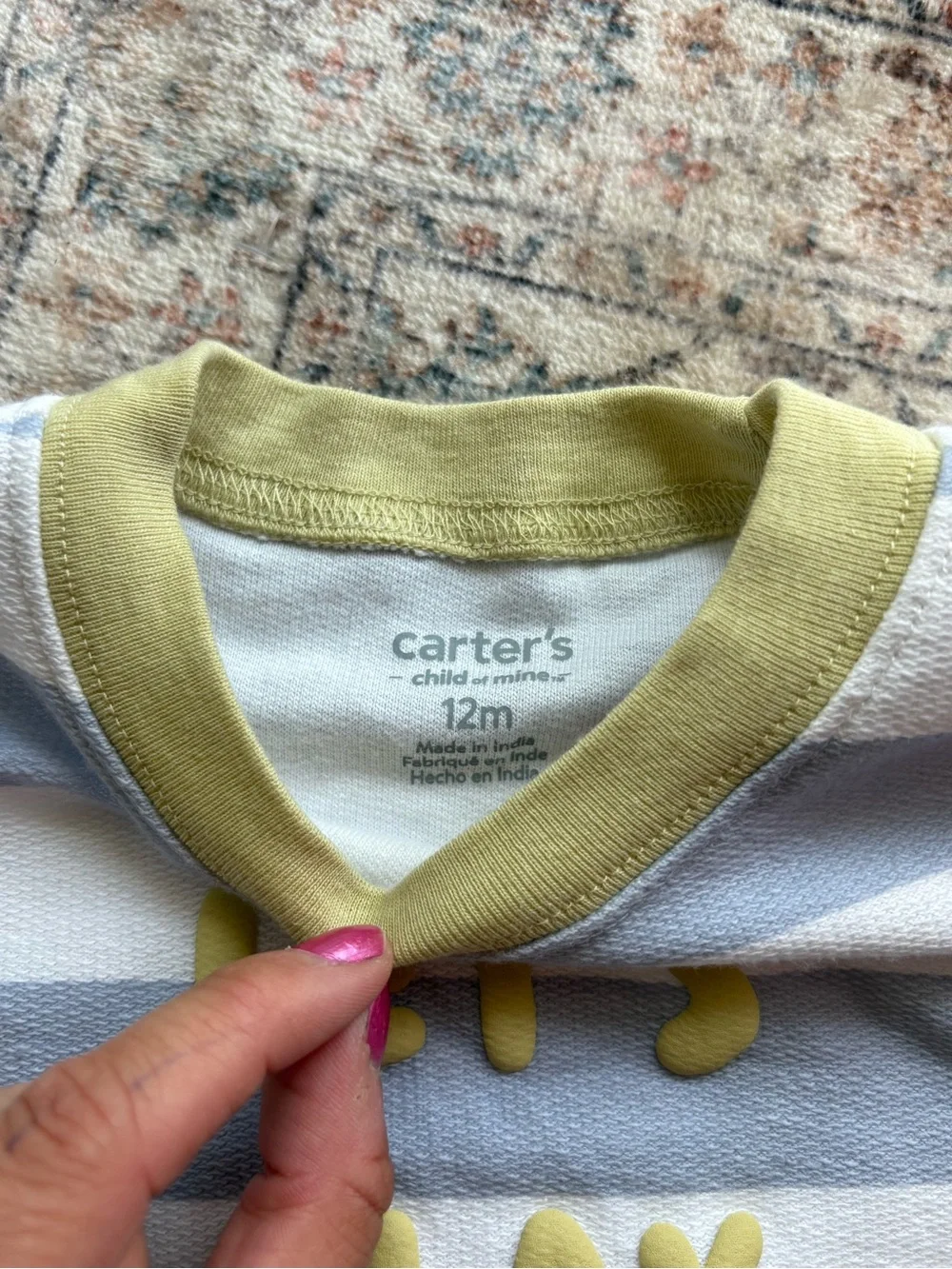 12M Kids Oshkoah Overalls & Striped Carter’s Tee Set with 4/5C Crocs